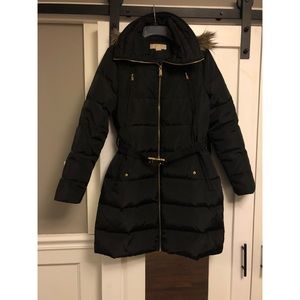 Black Michael Kors Belted Puffer Winter Jacket